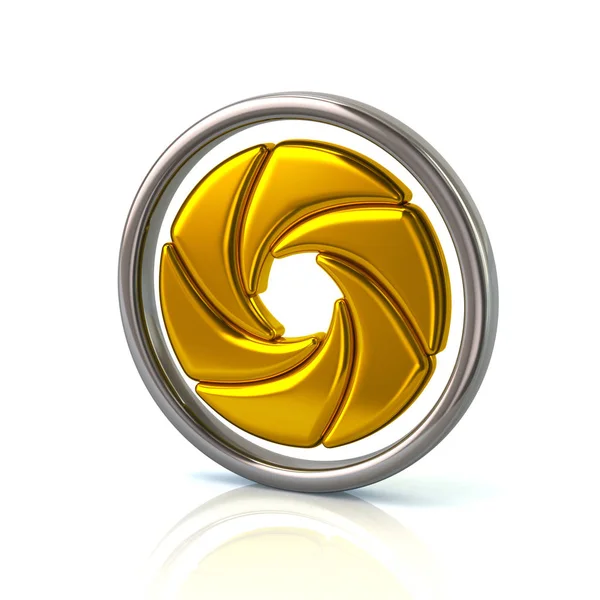 Golden camera objective symbol — Stock Photo, Image