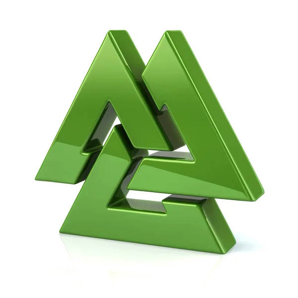 Green Valknut symbol — Stock Photo, Image