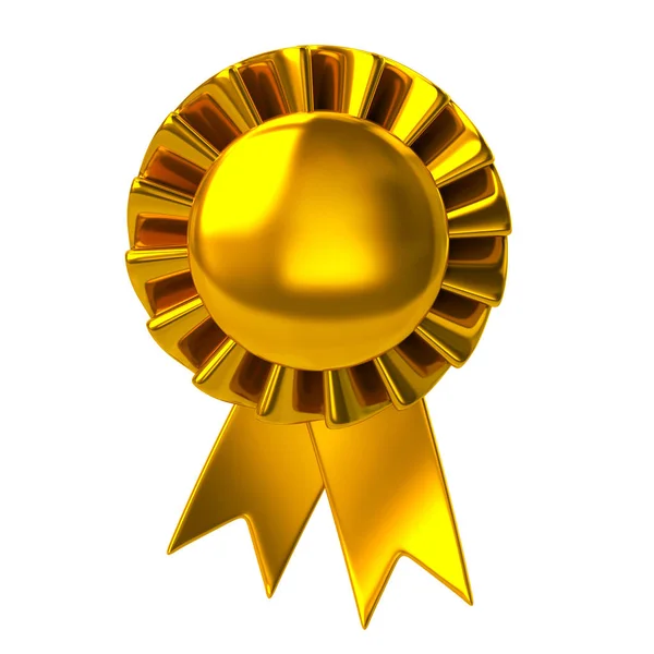 Golden badge with ribbons — Stock Photo, Image