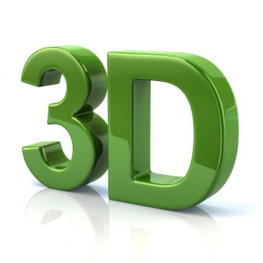 Yeşil 3d word'ün 3D çizim