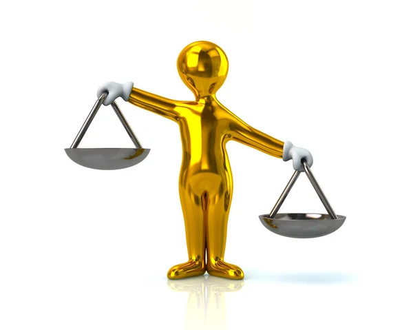 Golden man holding scales — Stock Photo, Image