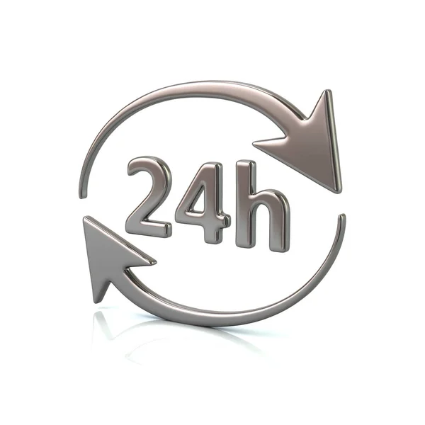 Silver 24 hours icon — Stock Photo, Image