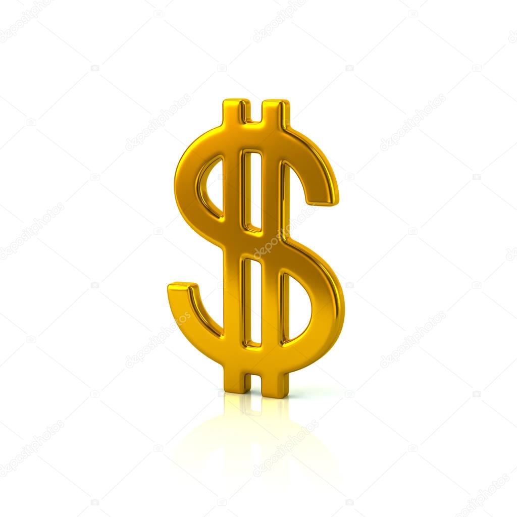 Golden dollar currency sign 