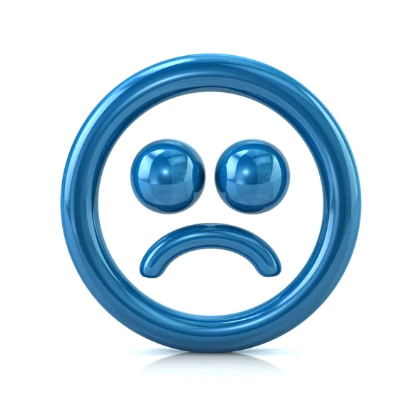 Blå sorgsna ansikte ikon — Stockfoto