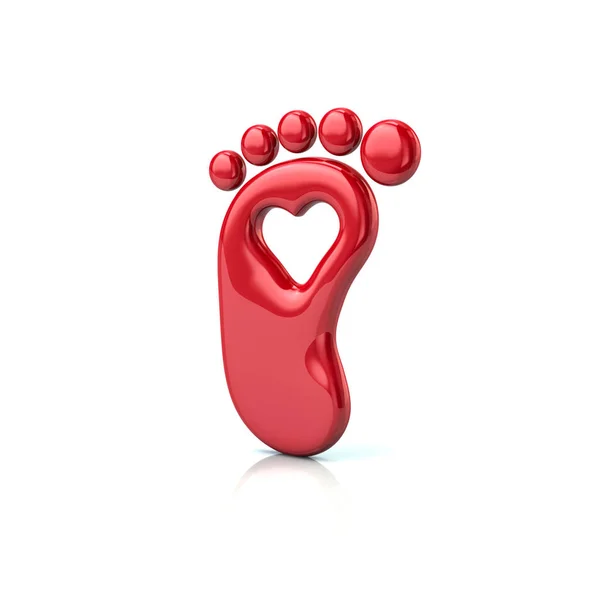 Red footprint with heart — Stock Photo, Image