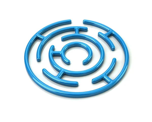 Blå runda labyrint isolerade — Stockfoto