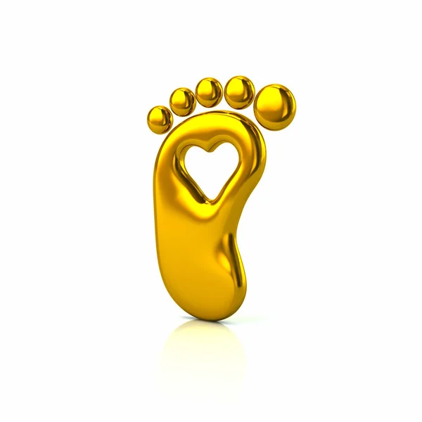 Golden footprint with heart — Stock Photo, Image