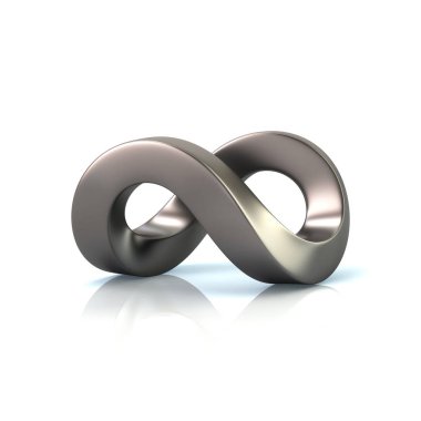 Gümüş sonsuzluk sembolü 3d render
