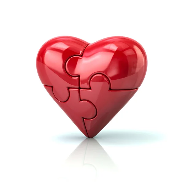 Rompecabezas corazón rojo — Foto de Stock