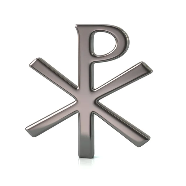 Srebrny chi rho chrześcijański symbol — Zdjęcie stockowe