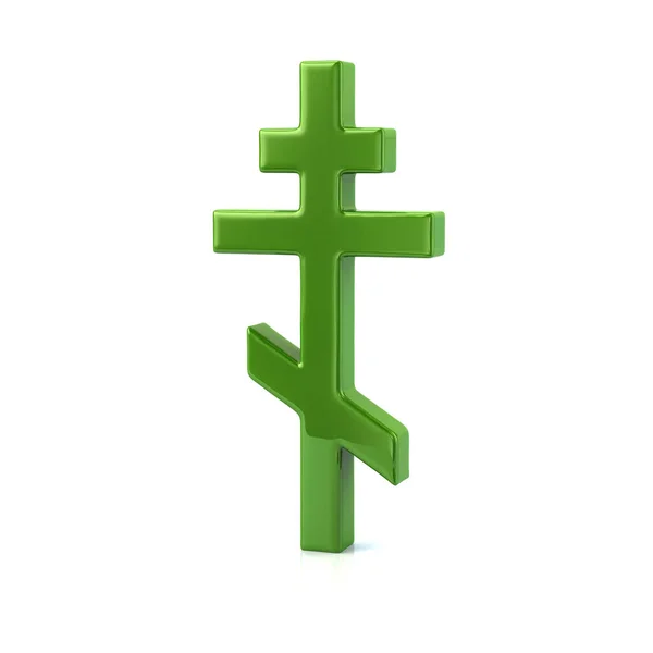 Ícone cruz ortodoxa verde — Fotografia de Stock