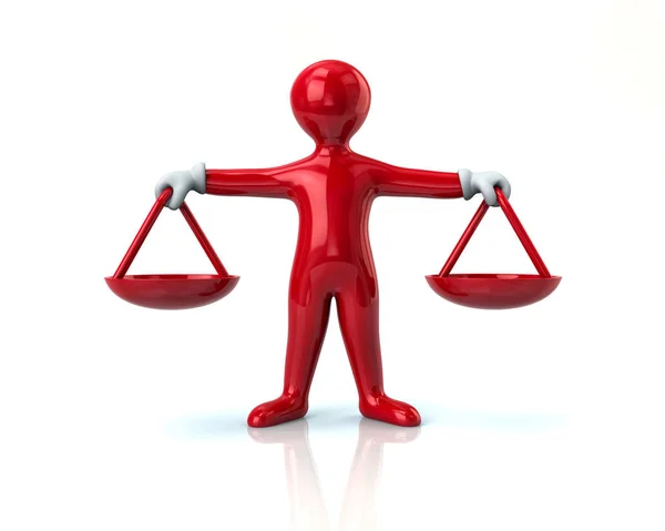 Red man with Balance scale — Stock Photo, Image
