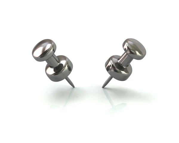 Twee zilveren push pins — Stockfoto
