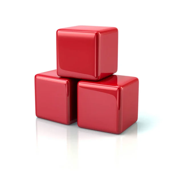 Tre cubi rossi — Foto Stock