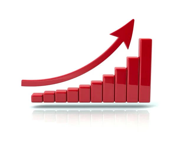 Wykres wzrostu biznes czerwony — Zdjęcie stockowe
