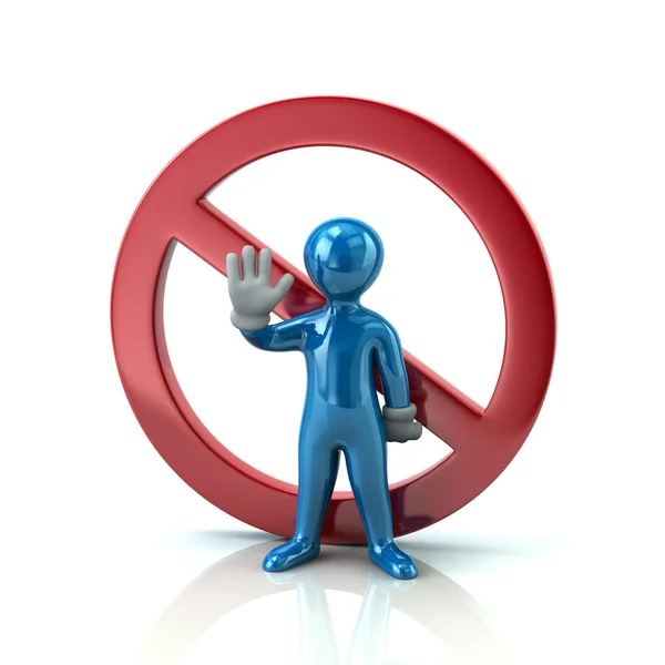 Blue man showing stop gesture — Stock Photo, Image