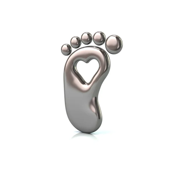 3d illustration of footprint with heart — Stock Photo, Image