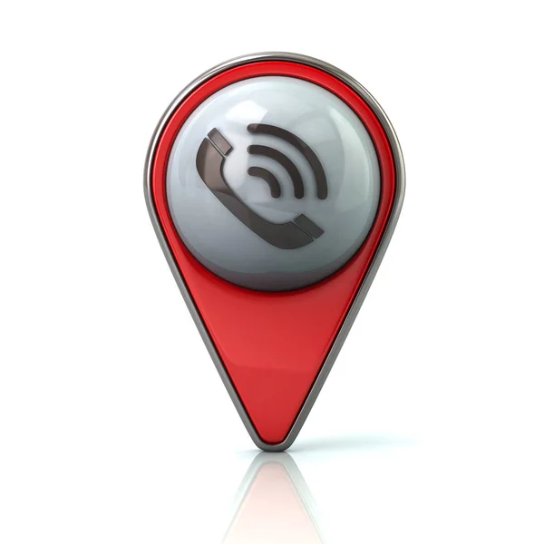 Kırmızı harita göstergesi ile telefon simgesi — Stok fotoğraf