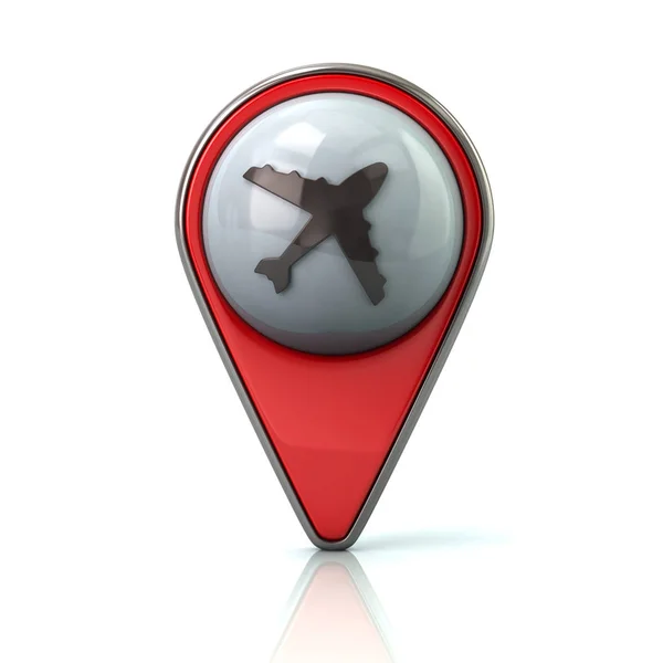 Red map pointer with airport icon — Stock Photo, Image