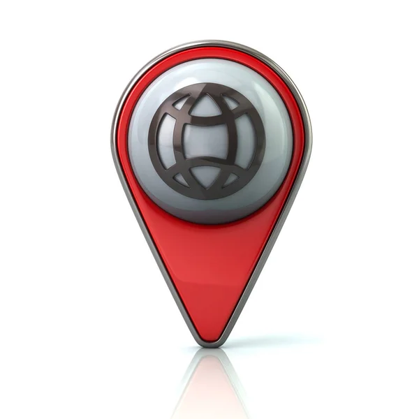 Red map pointer with globe icon — Stock Photo, Image