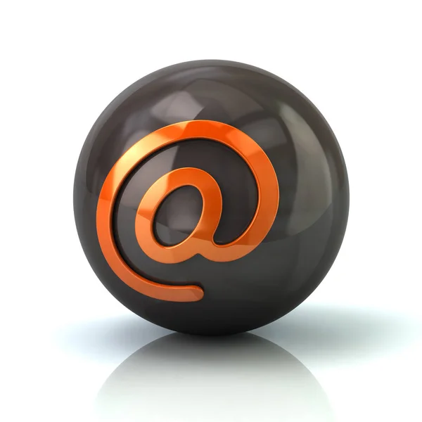 Narancssárga e-mail ikon a fekete fényes gömb — Stock Fotó
