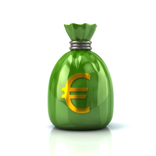 Gröna pengar väska med eurotecknet valuta — Stockfoto