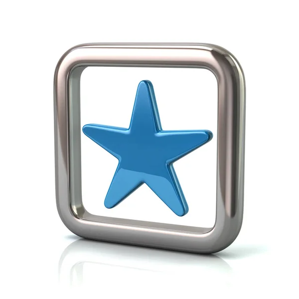 Quadro com ícone estrela azul — Fotografia de Stock