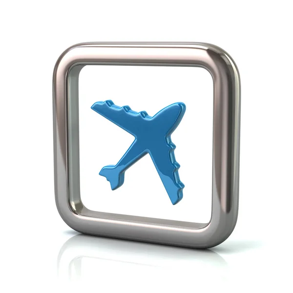 Frame with blue plane icon — Stock Photo, Image