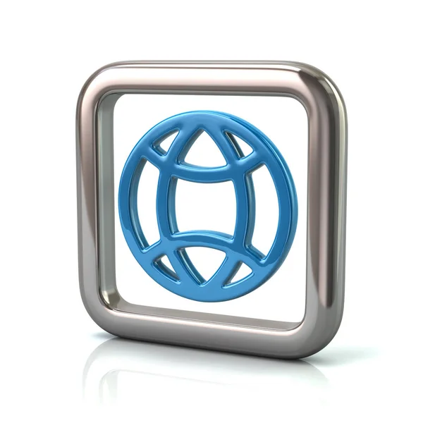 Frame with blue globe icon — Stock Photo, Image