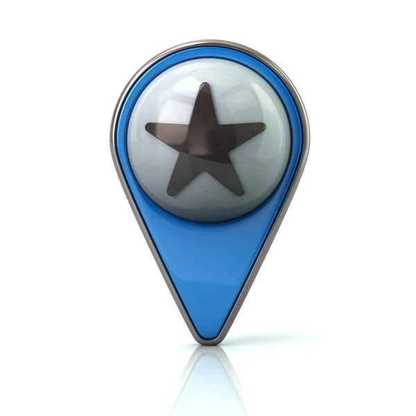 Blue map pointer with star icon — Stock Photo, Image