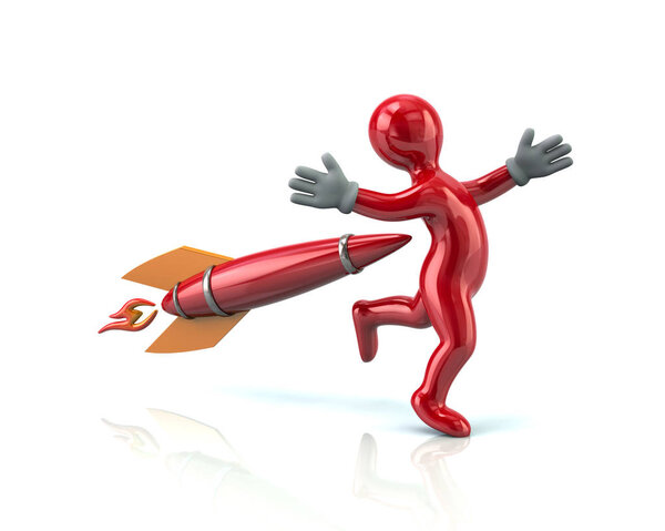 Красный и ракета
