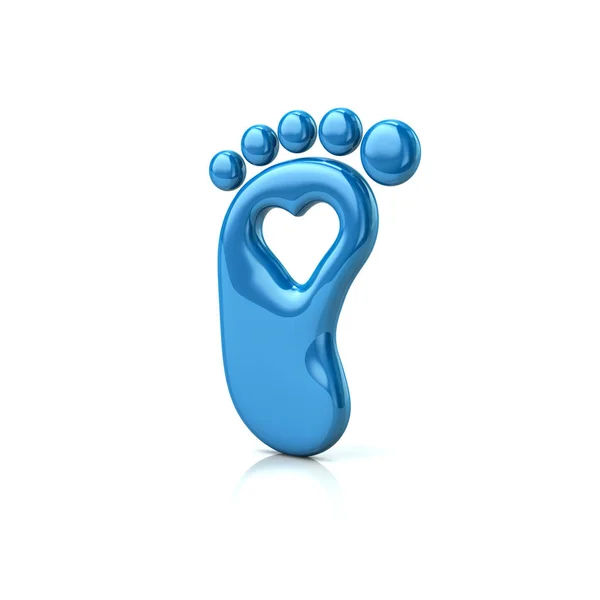 Kék lábnyom szívvel — Stock Fotó