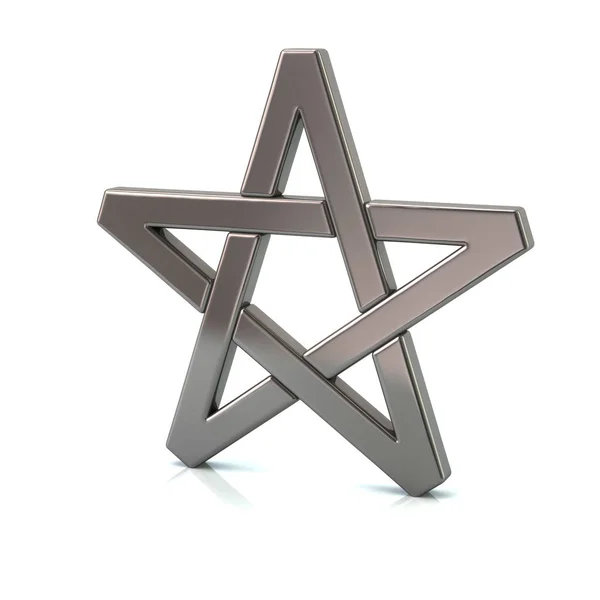 3D illustration av silver pentagram — Stockfoto