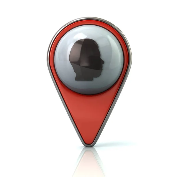 Red map pointer with head icon — Stock Photo, Image