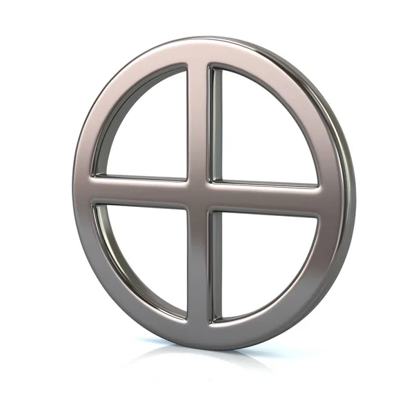 Ilustração 3d de prata sol cruz símbolo — Fotografia de Stock