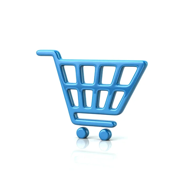 Mavi alışveriş sepeti simgesini — Stok fotoğraf