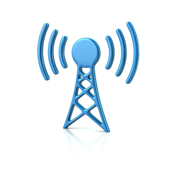 Blue transmitter tower icon — Stock Photo, Image