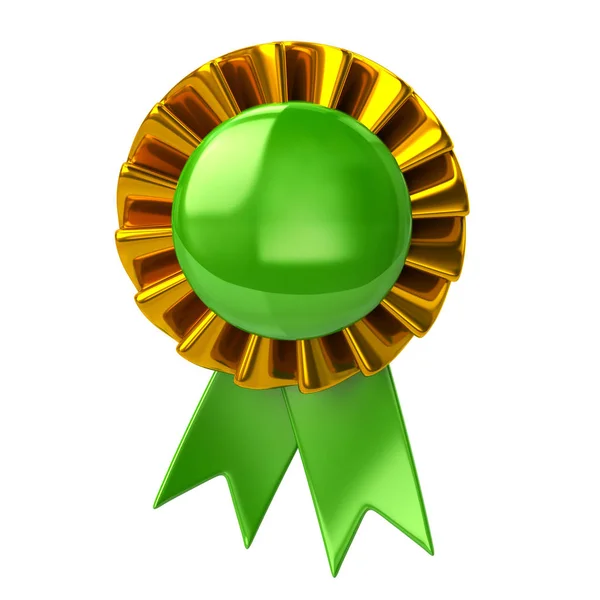 Distintivo verde com fitas — Fotografia de Stock