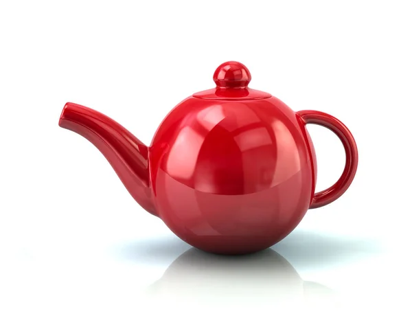 Czerwony czajnik na białym — Zdjęcie stockowe