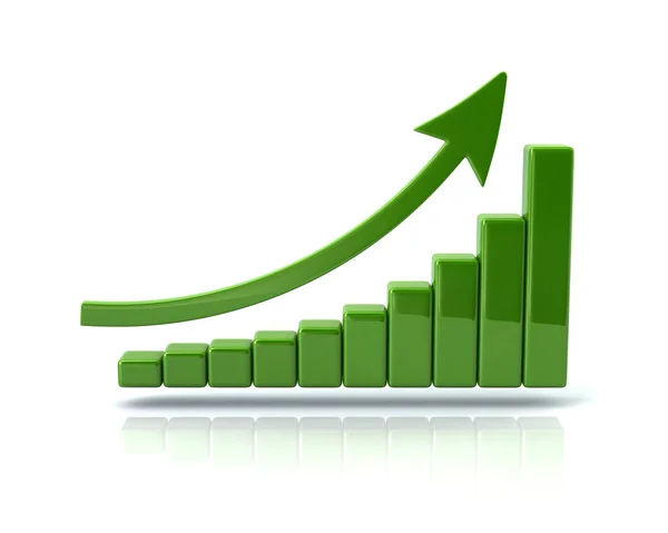 Зеленый график роста бизнеса — стоковое фото