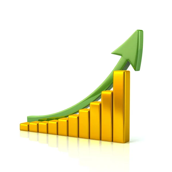 Golden growing graph icon — Stock Photo, Image