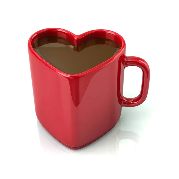 Taza de café en forma de corazón rojo — Foto de Stock
