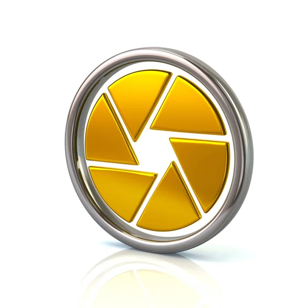 Golden camera objective icon — Stock Photo, Image