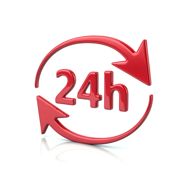 Red 24 hours icon — Stock Photo, Image