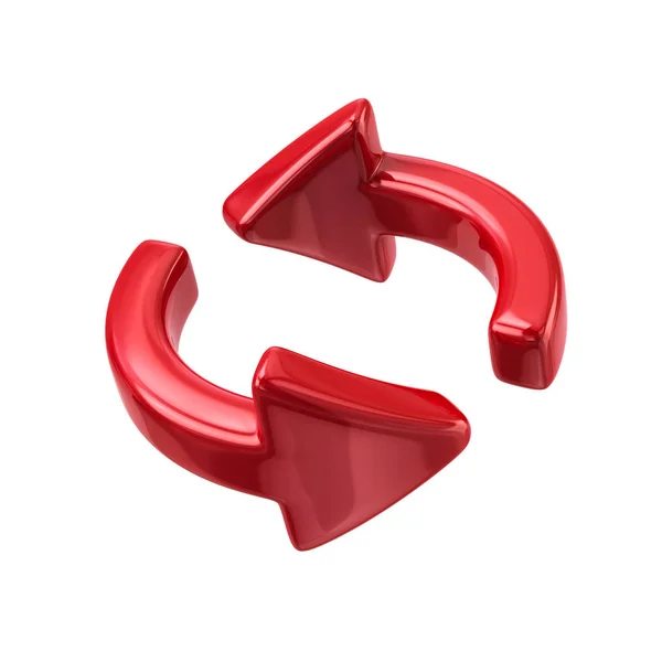 Ícone de setas de rotação vermelho — Fotografia de Stock