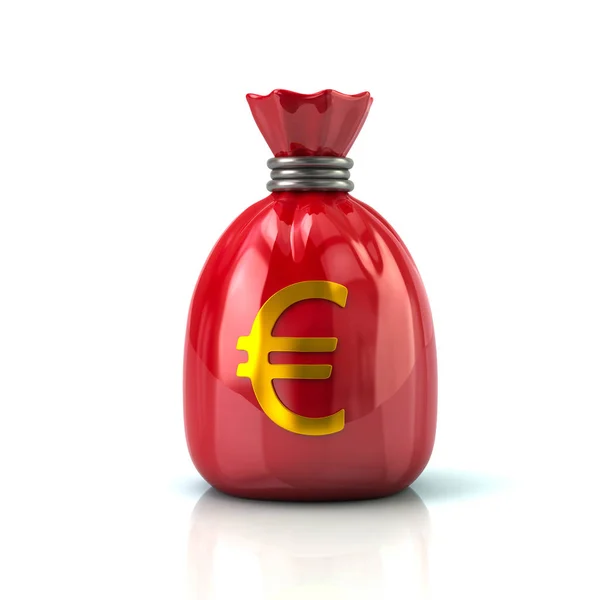 Röd pengar väska med eurotecknet valuta — Stockfoto