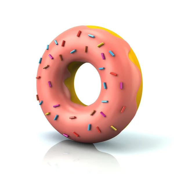 Donut rosa com polvilhas decorativas — Fotografia de Stock