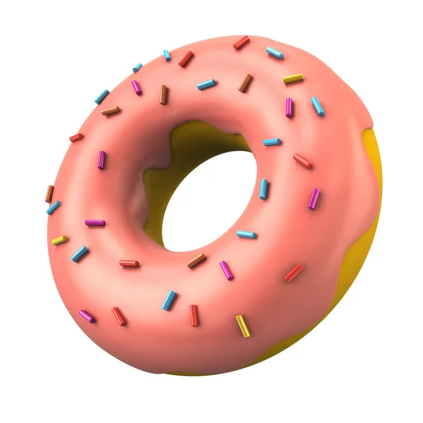 Donut rosa com polvilhas decorativas — Fotografia de Stock