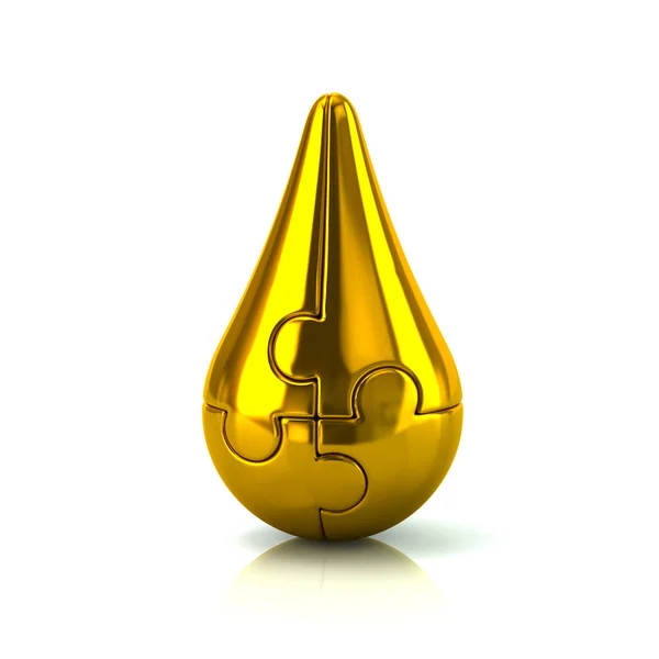 Golden puzzle drop — Zdjęcie stockowe