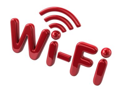 Kırmızı wi-fi metin sembol